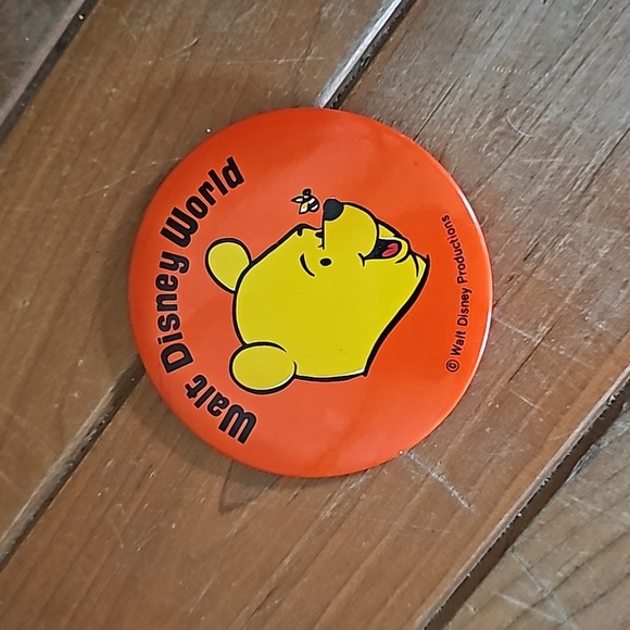 Disney Accessories - Vintage 80's Walt Disney World Character Button Pin 3.25" Winnie The Pooh Orange